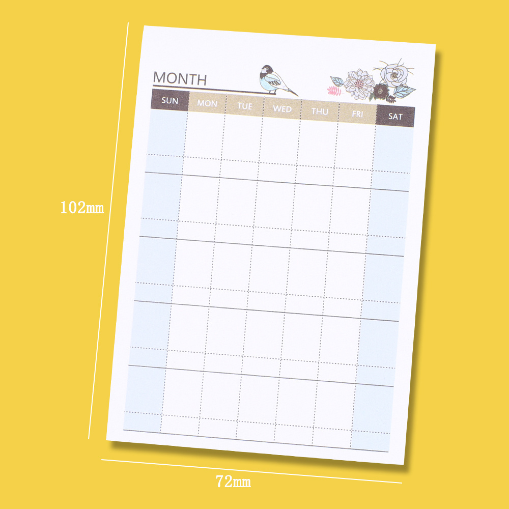 Checklist Time Daily Weekly Month Agenda Plan Schedule Notebooks Memo Pads  School Stationery Post Lines Flowers Notepad Office