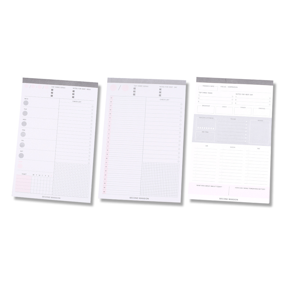 Daily Weekly Time Schedule Planner To Do List Tear-Off Diary Notebook Lines Grid Agenda Memo Pads Post Stationery Office Supply