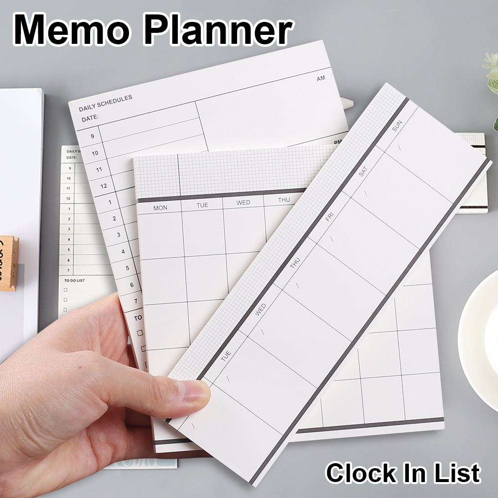 Daily Planner Schedule Weekly Monthly Notebooks Line Grid Post Diary Notepad Business Agenda Memo Pads Student Office Stationery