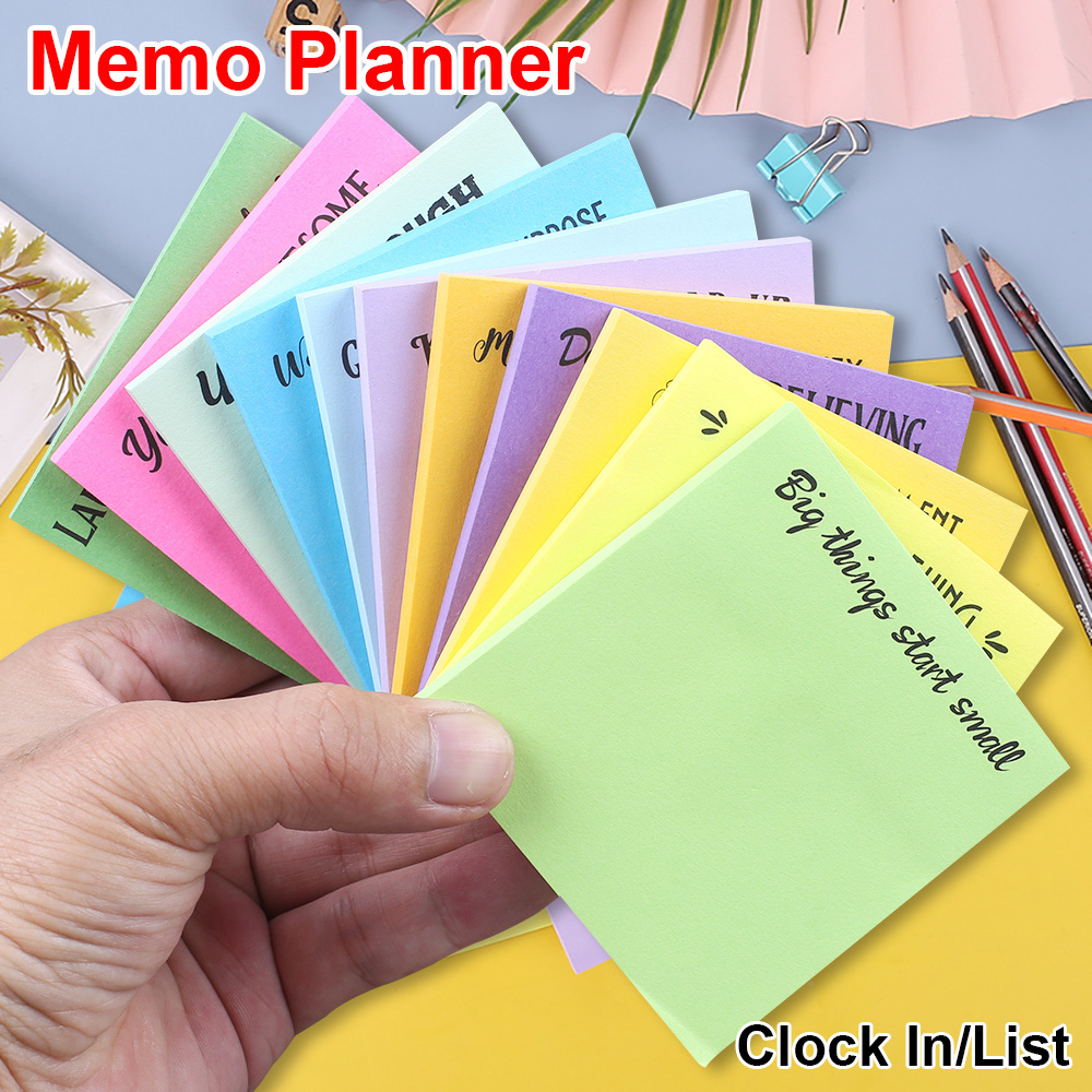 Bright Color Colorful Memo Pad Journal Time Management Planner Agenda English Lines Weekly Sticky Notes Notepad Tabs Stationery