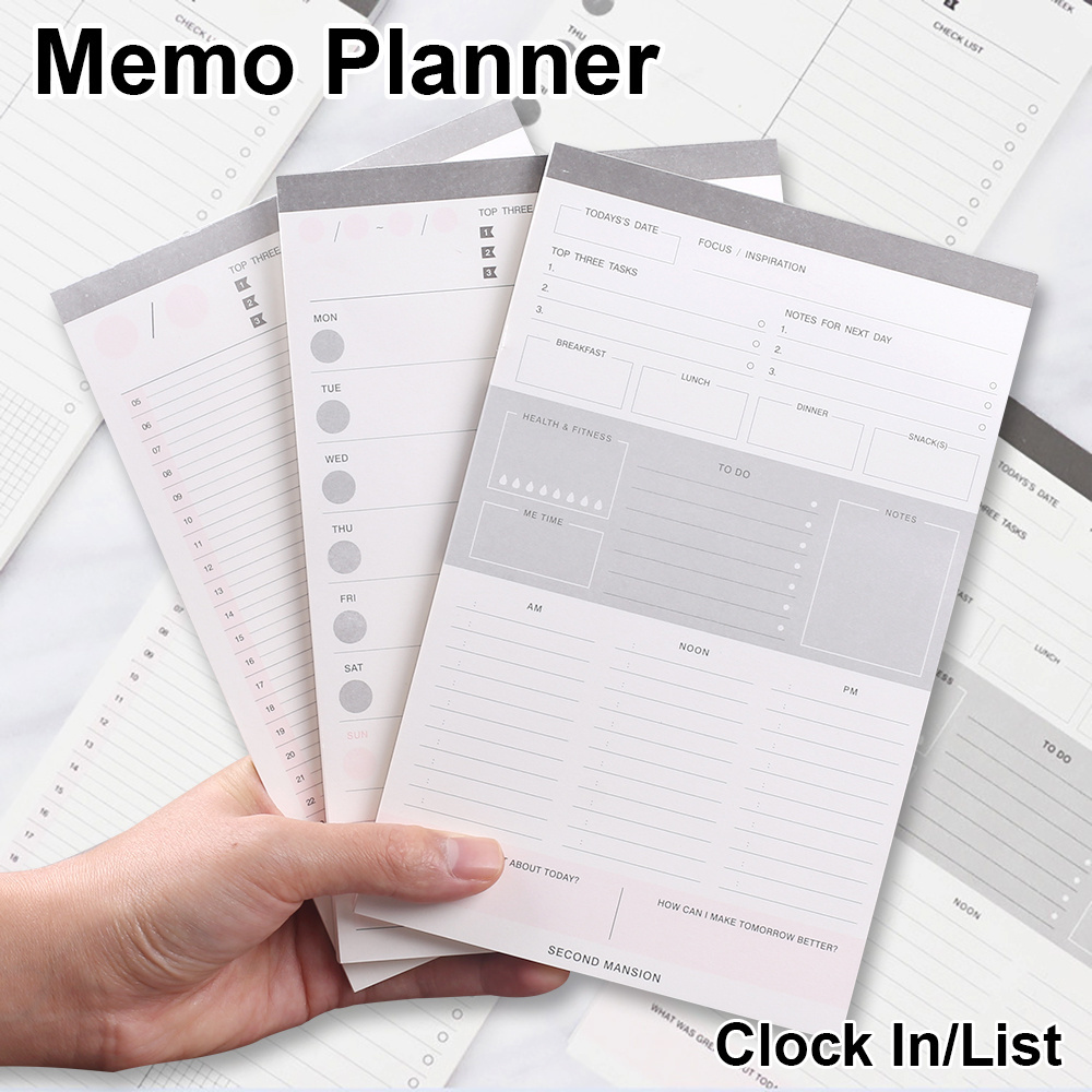 Daily Weekly Time Schedule Planner To Do List Tear-Off Diary Notebook Lines Grid Agenda Memo Pads Post Stationery Office Supply