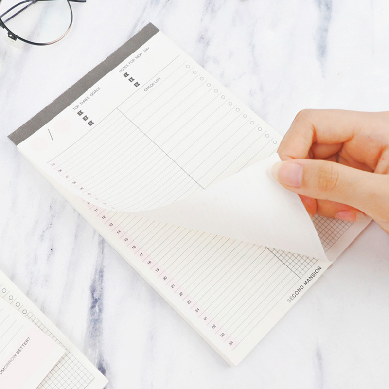 Daily Weekly Time Schedule Planner To Do List Tear-Off Diary Notebook Lines Grid Agenda Memo Pads Post Stationery Office Supply