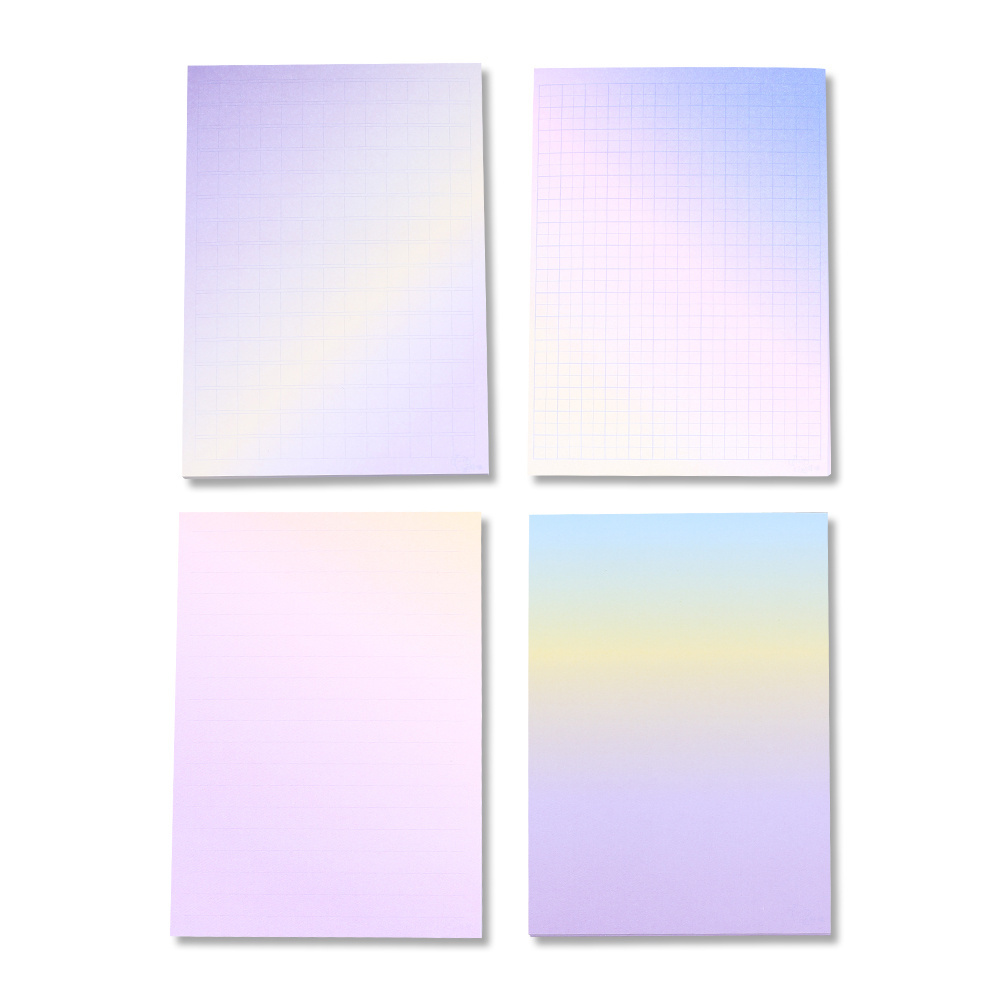 Gradient Colorful Notebook Purple Line Grid Planner Checklist Notepad Message Timetable Non-sticky Note Stationery Office Supply