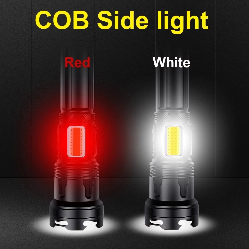 Tactical LED Usb Rechargeable self defense Flashlights 10000 High powerful Lumen fleshlight XHP90 recharging Flashlight with COB