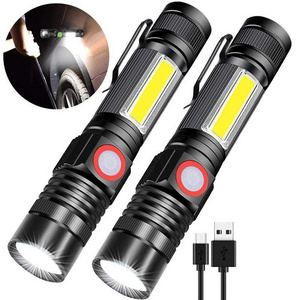 Super Bright Best Small USB Rechargeable Flash Light 1000 Lumens Magnetic iToncs Pocket Cob Sidelight Led Work Light Flashlight