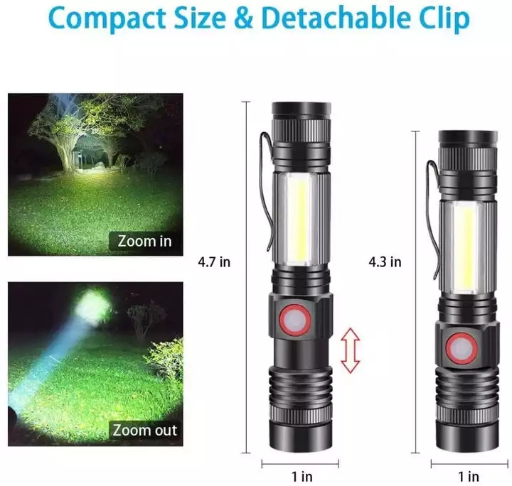 Super Bright Best Small USB Rechargeable Flash Light 1000 Lumens Magnetic iToncs Pocket Cob Sidelight Led Work Light Flashlight