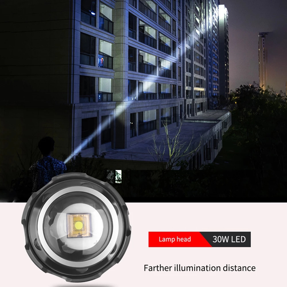 1500 Meters Long Throw LED Flashlight USB C Rechargeable Searching Spotlights 1000000 High Lumens White LED Tactical Flashlights