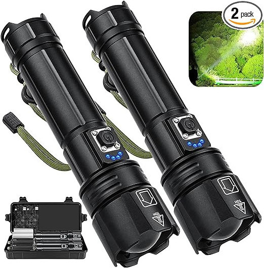 1500m Portable Rechargeable Flashlight Torch Light Long Range High Lumens 100000 Powerful 30W LED Tactical Flashlight Waterproof