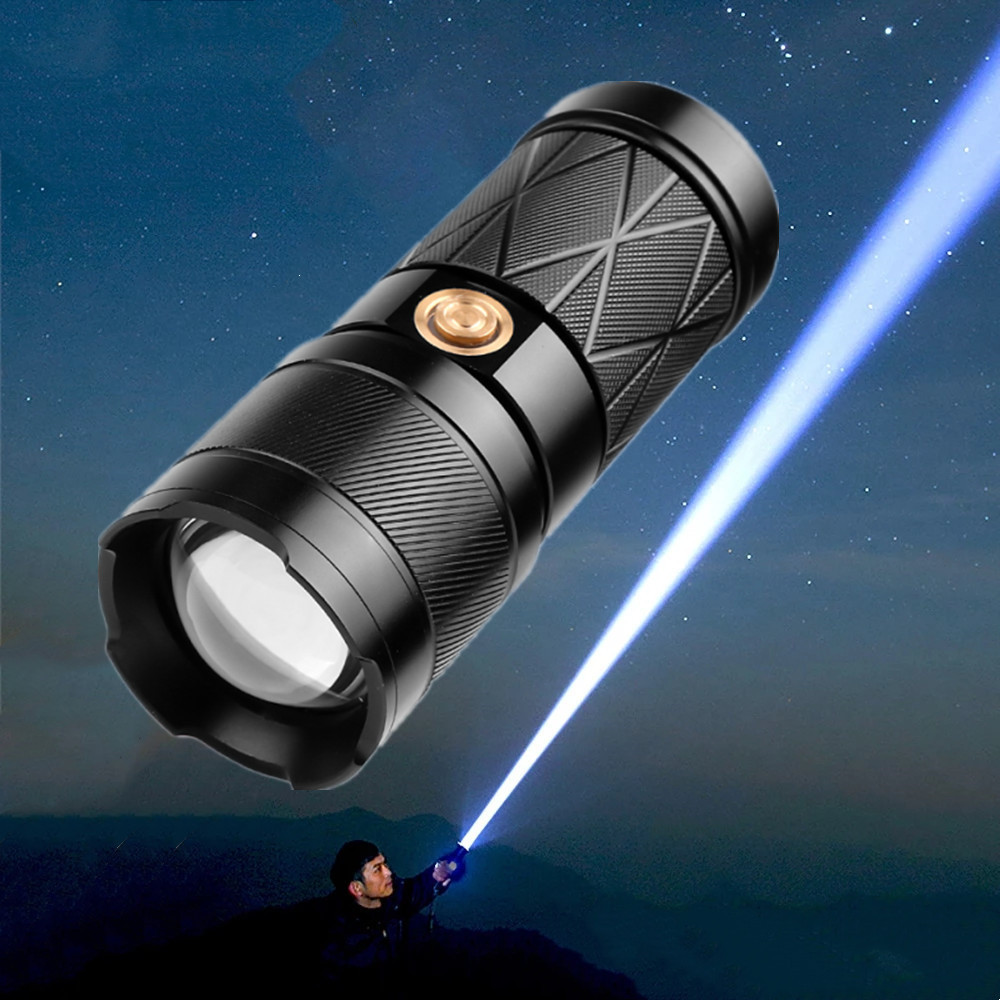 5000 Meters Long Throw LED Flashlight Type-C Rechargeable Searching Spotlights built in 6600mah White LED Tactical Flashlights