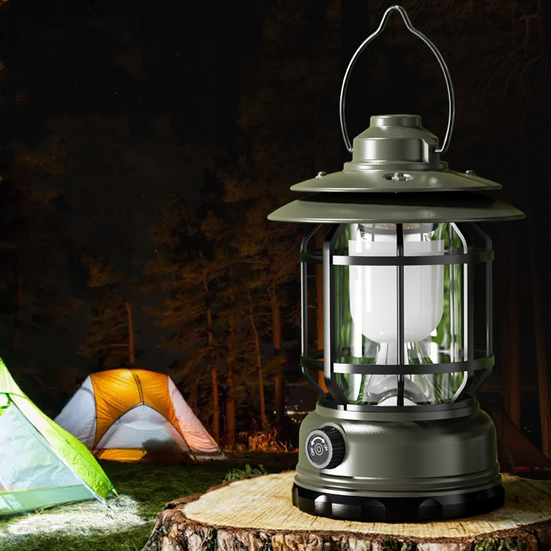 Outdoor Waterproof Camping Light USB Recharge Portable Lanterns 18650 Battery Retro Lamp for Party Hanging Lantern Decor Garden