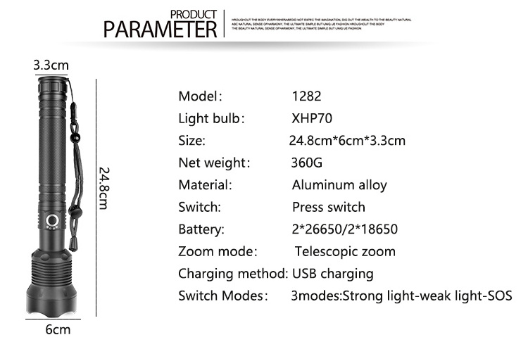 Lamp xhp70.2 hunting most powerful led flashlight rechargeable usb torch xhp70 xhp50 18650 or 26650 battery