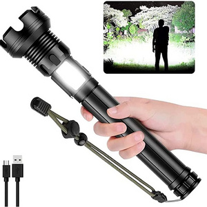 Tactical LED Usb Rechargeable self defense Flashlights 10000 High powerful Lumen fleshlight XHP90 recharging Flashlight with COB