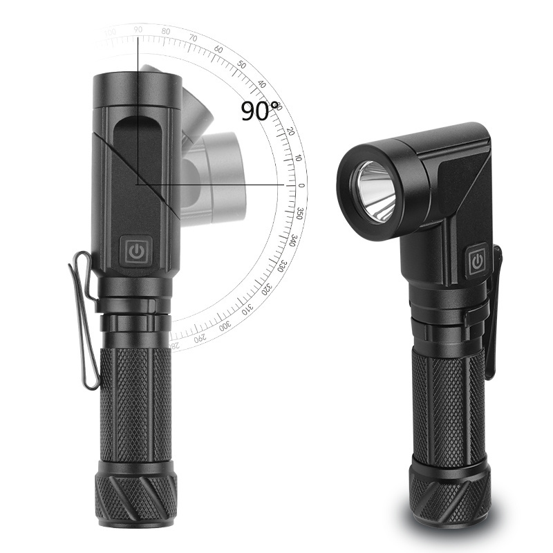 XPG LED small tactical self-defense flashlight outdoor camping waterproof aluminum 90 degree rotating flashlight with magnet