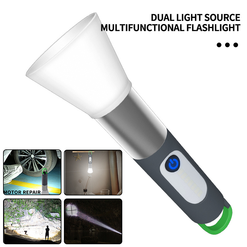 Multifunctional LED Flashlight Work Light USB Rechargeable Camping Fishing  XHP50 Lantern Waterproof Zoom Torch KeyChain Lamp