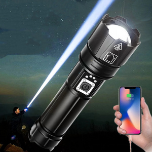 1500 Meters Long Throw LED Flashlight USB C Rechargeable Searching Spotlights 1000000 High Lumens White LED Tactical Flashlights