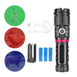 XHP120 Torches Red Blue Green 3 Color Multifunction COB Flashlight Zoomable Infinite Dimming Flashlight Warning Fishing Hunting