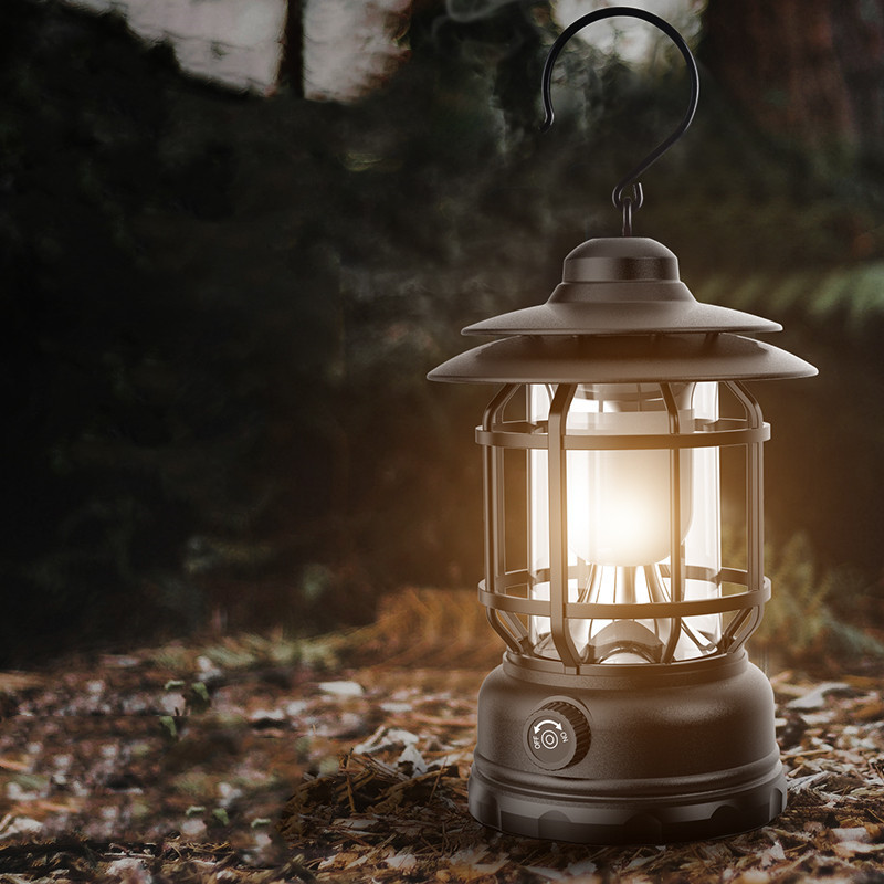 Outdoor Waterproof Camping Light USB Recharge Portable Lanterns 18650 Battery Retro Lamp for Party Hanging Lantern Decor Garden