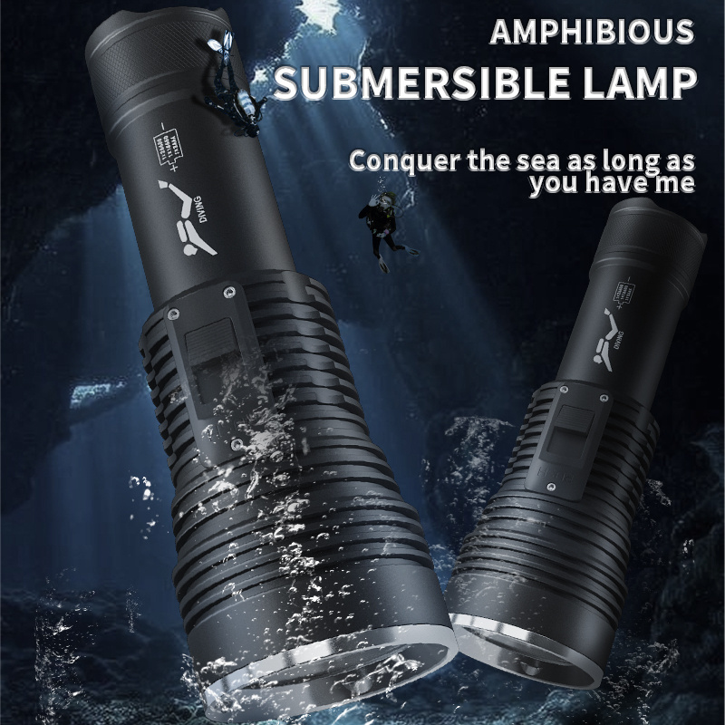 High Power Diving Flashlight IPX8 Highest Waterproof Rating Professional Diving Light Powered by 26650 Battery With Hand Rope