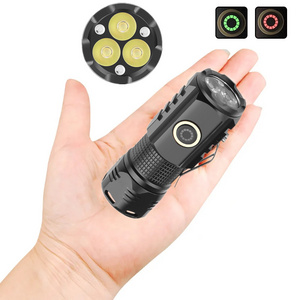 Powerful Mini LED LED Flashlight 1000LM Super Bright Keychain Light USB Rechargeable Torch Camping Lantern with Power Indicator