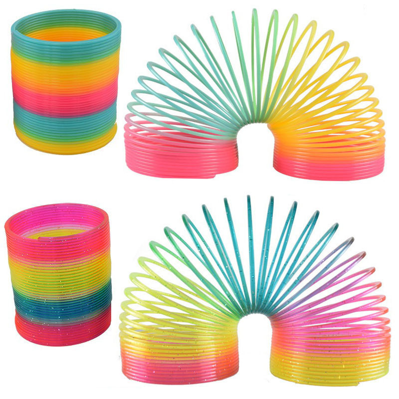 Wholesale 8.7x9cm Unisex Classic Plastic Rainbow Coil Magic Spring Toy Colorful Novelty Magic Rainbow Toy