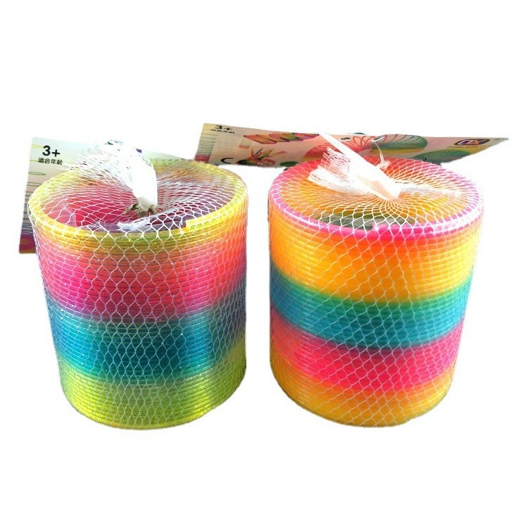 Wholesale 8.7x9cm Unisex Classic Plastic Rainbow Coil Magic Spring Toy Colorful Novelty Magic Rainbow Toy