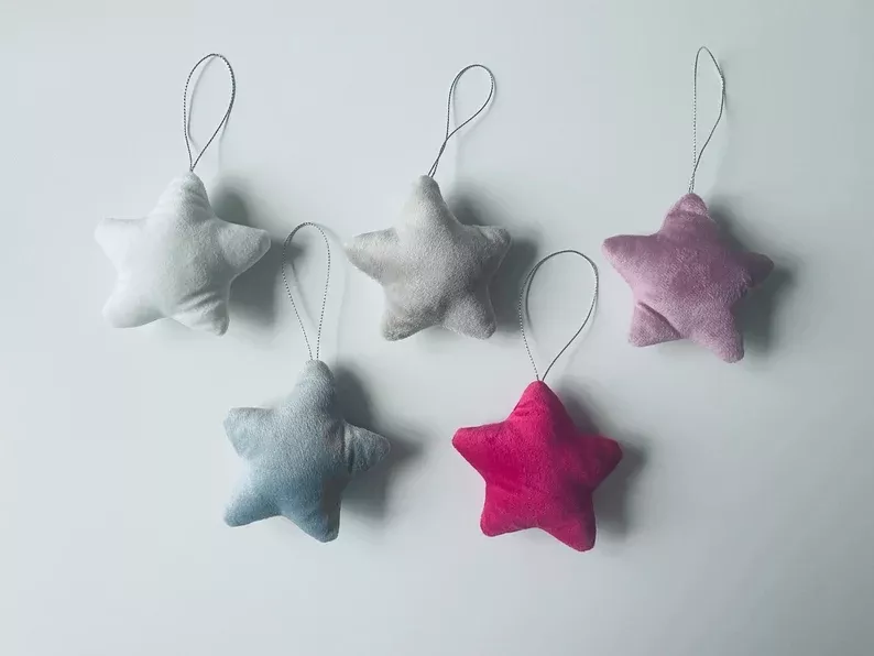 New Design Custom Christmas Star Cute Velvet Blank Hanging Home Tree Decoration Velvet Gift Star