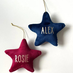 New Design Custom Christmas Star Cute Velvet Blank Hanging Home Tree Decoration Velvet Gift Star