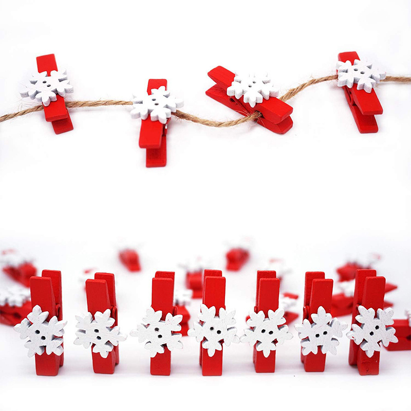 Christmas Snowflake Wooden Clips Festival Birthday Party Decoration Mini Card Pegs Wall Photo Memo Clamp Clothespin Crafts