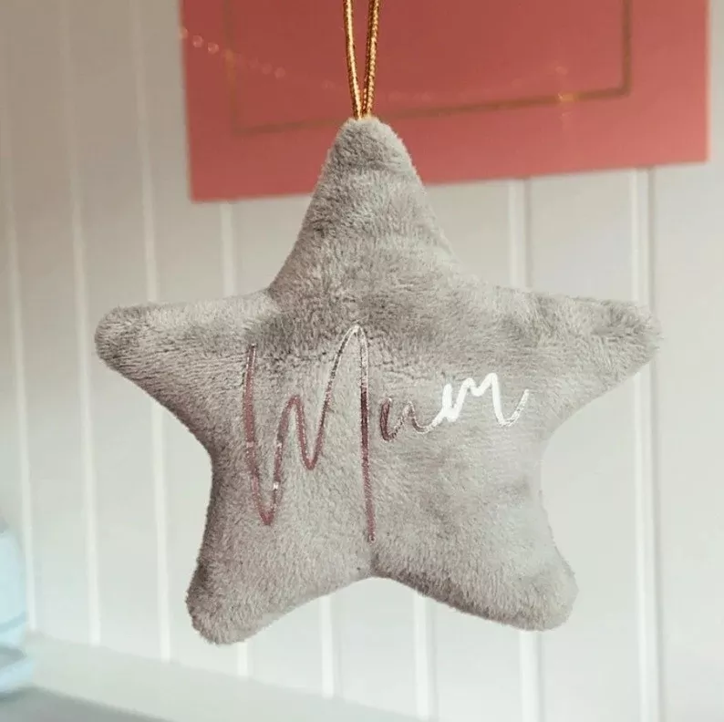 New Design Custom Christmas Star Cute Velvet Blank Hanging Home Tree Decoration Velvet Gift Star