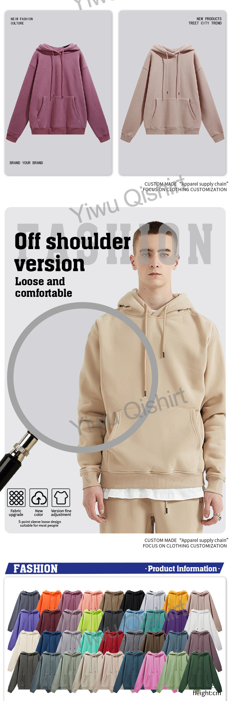 Wholesale Unisex 100% Cotton 500gsm Hoodie Custom Hoodies Pullover Mens Blank Oversized Fleece Hoodie For Men