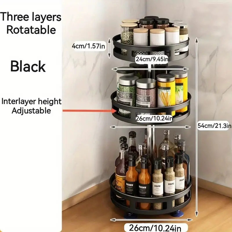 Multi functional rotating storage rack,adjustable height storage rack,suitable for countertops in kitchens and bathrooms storage