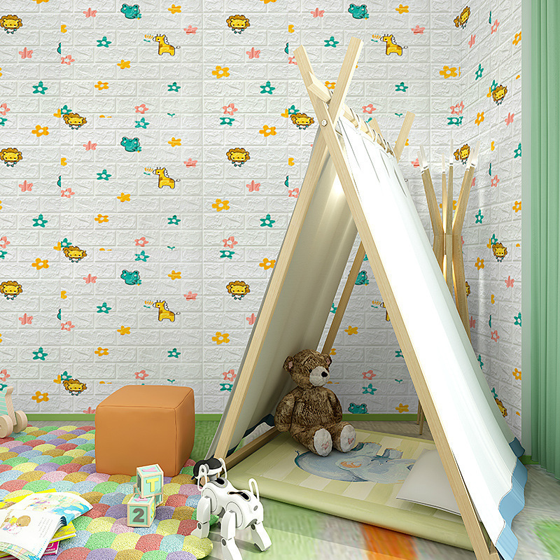 Wallpaper self-adhesive 3D three-dimensional wall sticker wallpaper children's room foam background wall decorative sticker