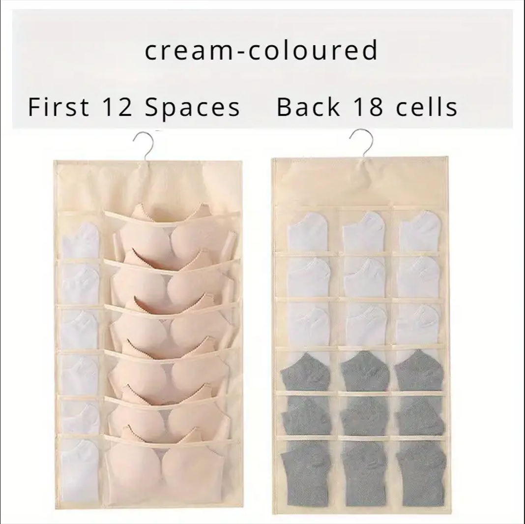 YIWU QIYE  Storage bag for household wall mounted socks storage bag Organizer for wardrobe underwear bra double-sided storage