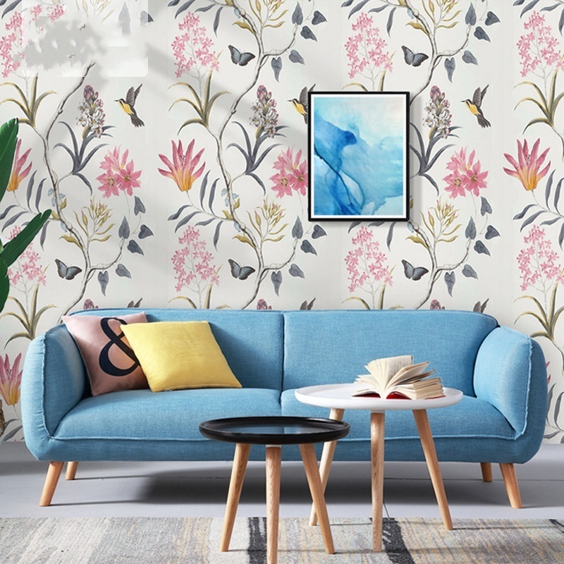 YIWU QIYE  Flower wallpaper thickened hotel retro background wallpaper self-adhesive wallpaper wholesale