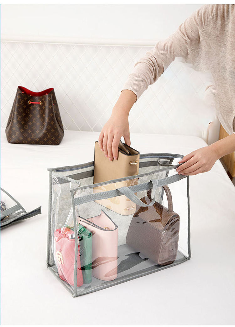 Wardrobe Cases Home Bedroom Organiser Foldable Dustproof Closet Bags Pouch Transparent Handbag Hanging Organizer