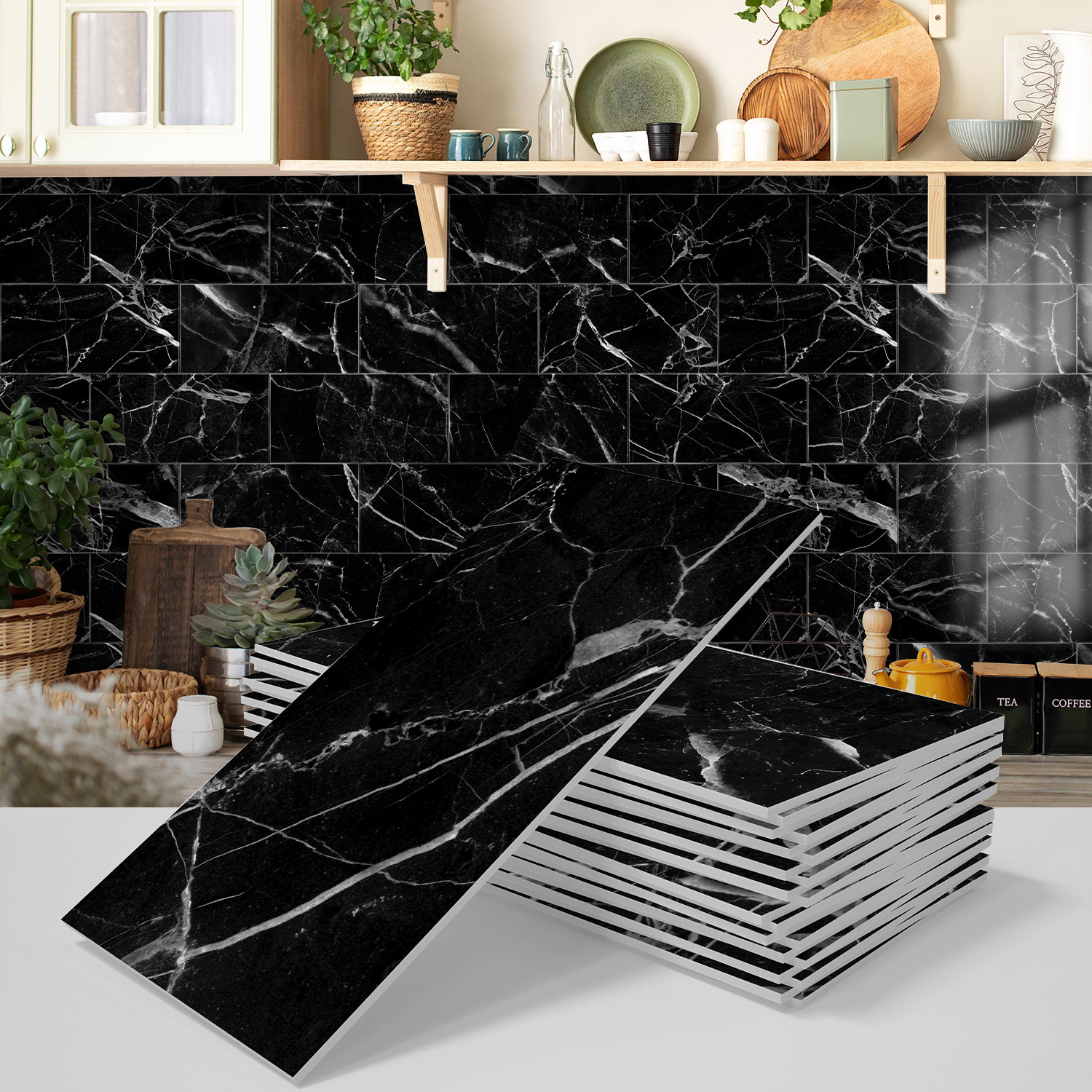 Foam 3D three-dimensional marble tile paste kitchen bathroom self-adhesive waterproof PE thickened wall sticker