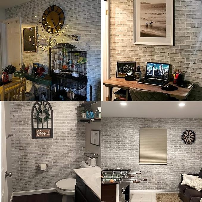 QiYexishuai Small size 3D brick wall sticker collision-proof self-adhesive wallpaper wallpaper decoration