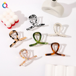 short jaw metal hair claw with  acetate ornament  hair claw clip for thin hair