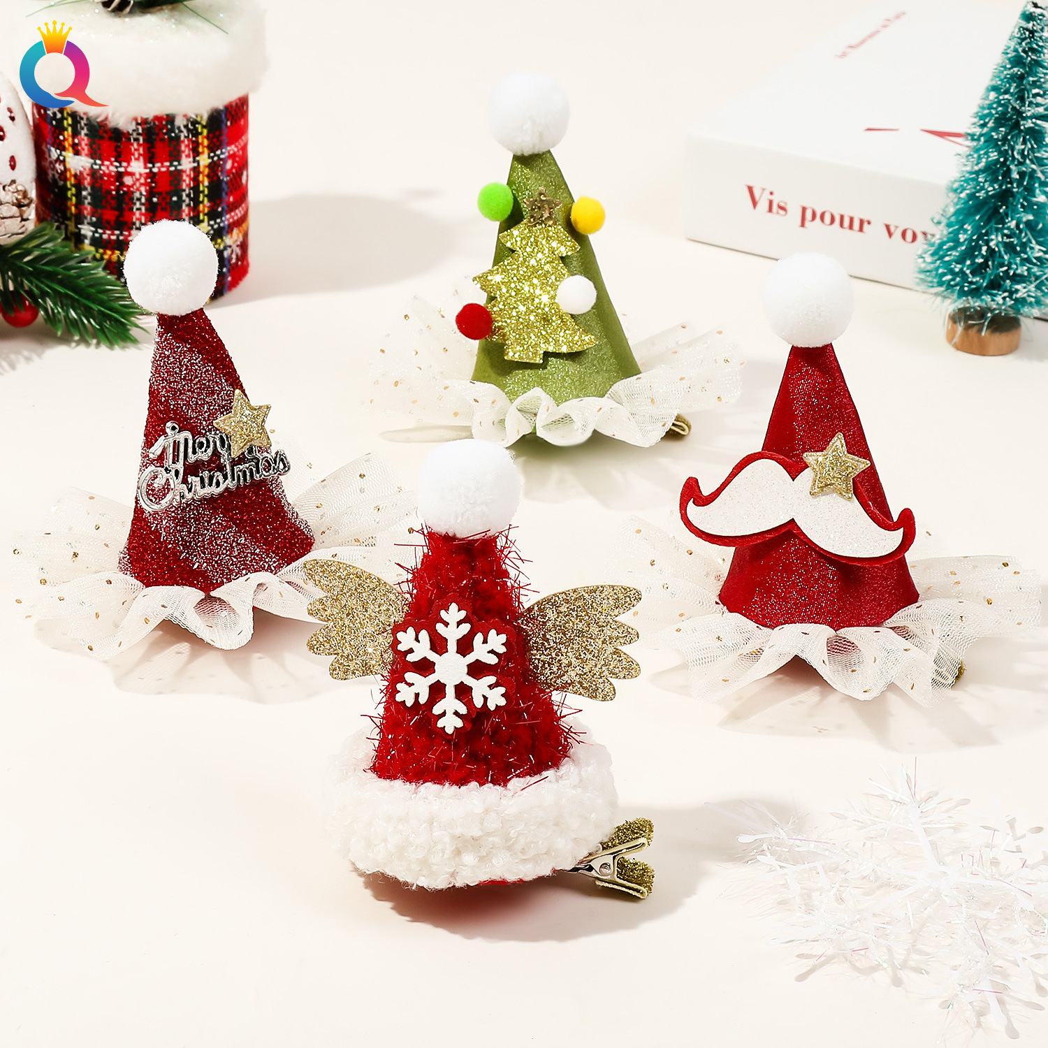 Christmas Cap Tree Women Hairgrip Bow Knot Clip Hair Slide Snowman