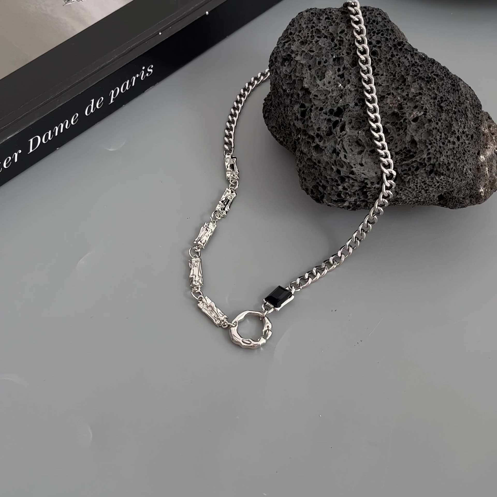 Titanium steel necklace Stainless steel For men layering necklaces Irregular black diamond fashion jewelry chain wholesale