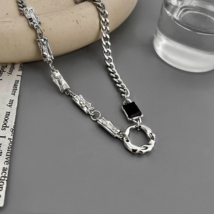 Titanium steel necklace Stainless steel For men layering necklaces Irregular black diamond fashion jewelry chain wholesale