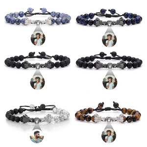 New Design Natural Stone Tiger Eye Beads Bracelet Customized Photo Bracelet for Men Women Couple Gift