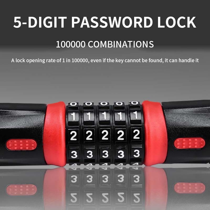 High Security Motorcycle Electric Scooter Lock 5 Digit Combination Mountain Bike Anti-theft Lock Steel Bicycle Chain Password Lo