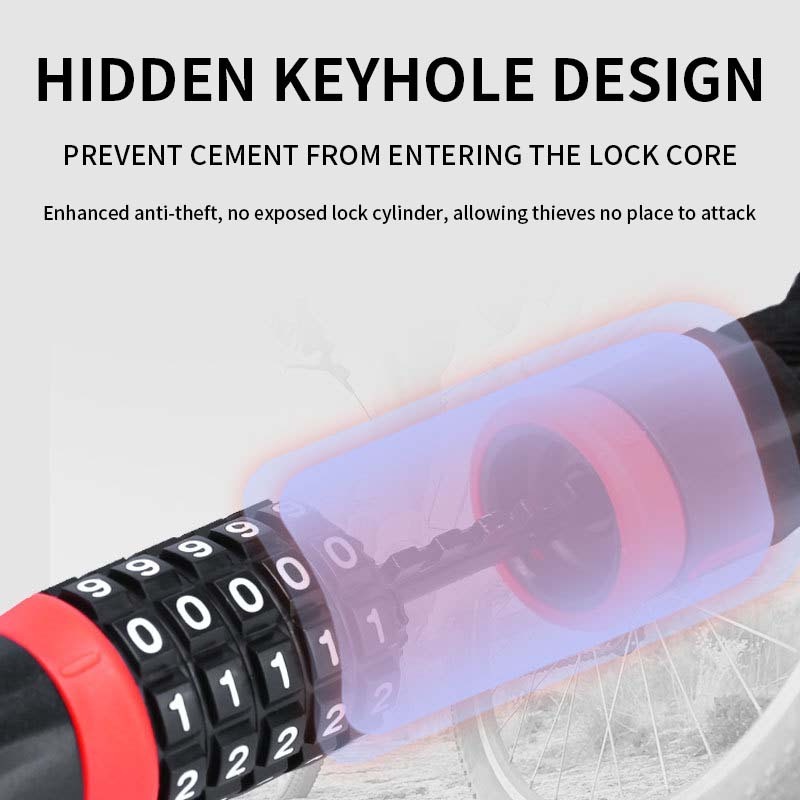 High Security Motorcycle Electric Scooter Lock 5 Digit Combination Mountain Bike Anti-theft Lock Steel Bicycle Chain Password Lo