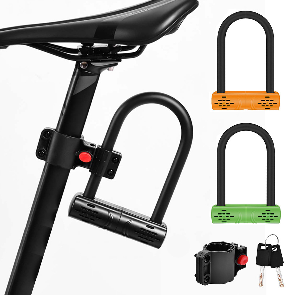 Heavy Duty Security Key Bike U Lock Motorcycle Electric Scooter Bicycle Anti Theft Lock with support