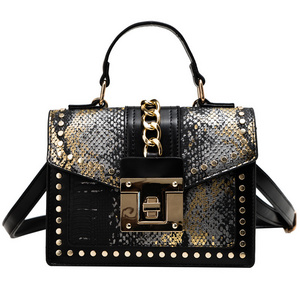 2023 Hot Sale Luxury Black Snake Skin Print Purses And Handbags Shopping Crossbody Bag For Ladies Fashion Women Handbag