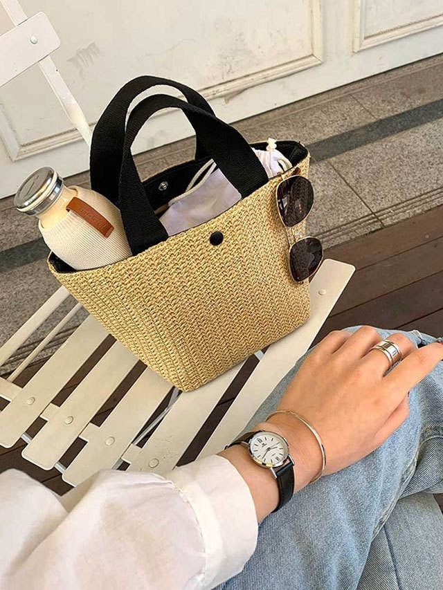 Wholesale Vintage Lady Clutch Tote Fashion Purses And Shoulder Round Rattan Women Handbags Straw Beach Bags