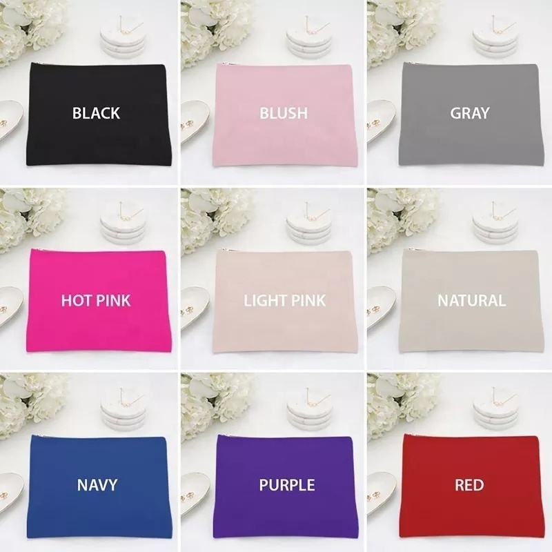 wholesale canvas zipper pouch Custom Cosmetic Bag Best Friend Gift Bridesmaid Gift Makeup Brush Bag With Custom Gold Zipper