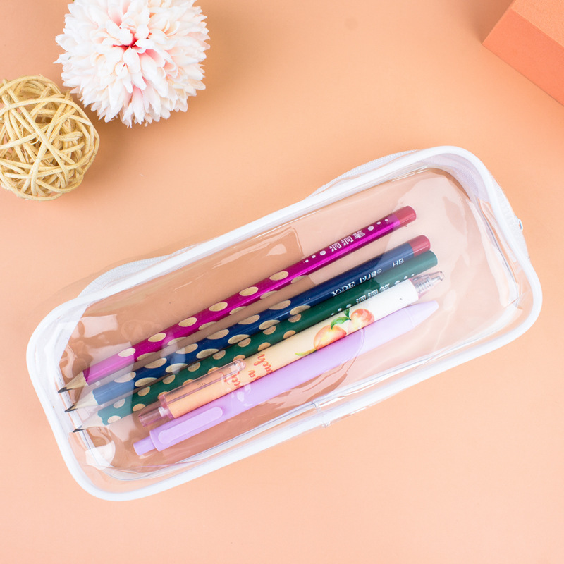 clear pvc pencil case big capacity compartments cartucheras escolares transparent pencil case With Zipper For School Office