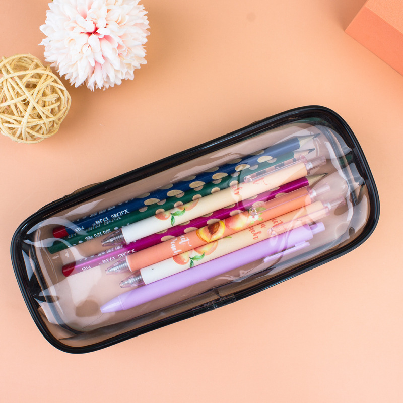 clear pvc pencil case big capacity compartments cartucheras escolares transparent pencil case With Zipper For School Office